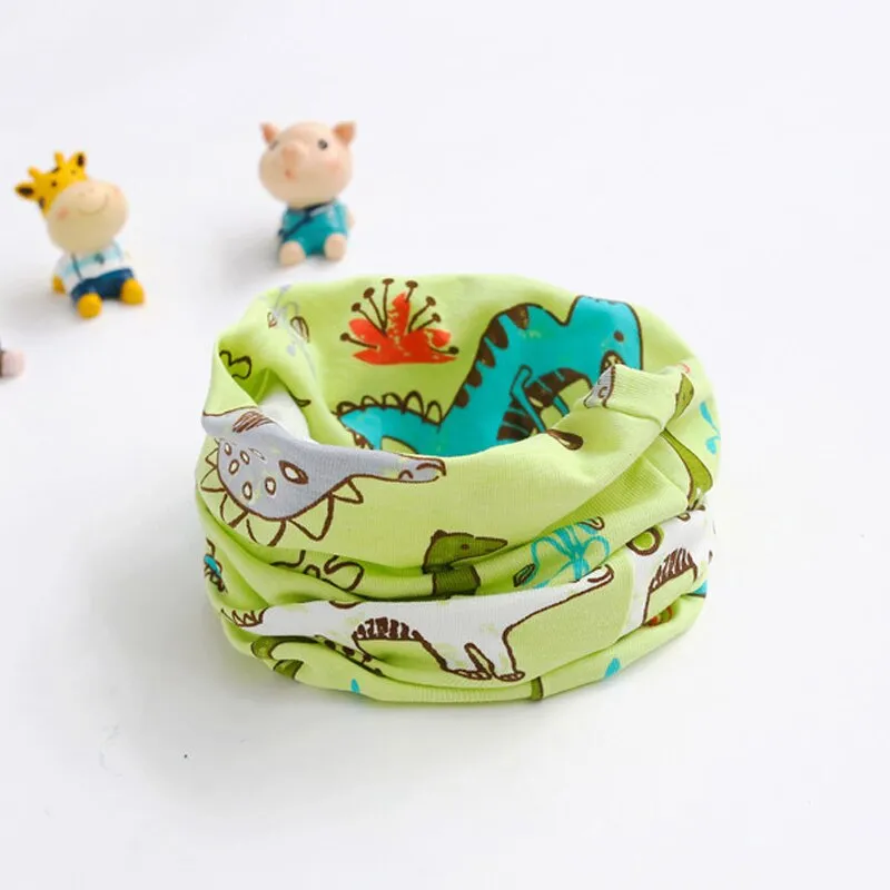 Autumn Winter Children Boys Girls Baby Scarf Cartoon Dinosaur Pattern Cotton O Ring Neck Scarves Spring Warm Scarf