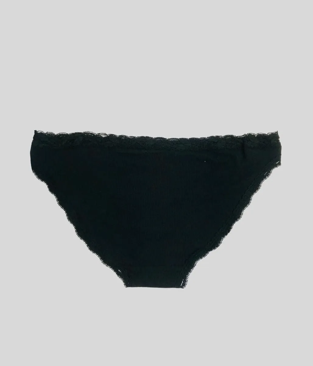 Black Cotton Blend Briefs