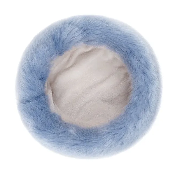 Blue Children's Faux Fur Pillbox Hat