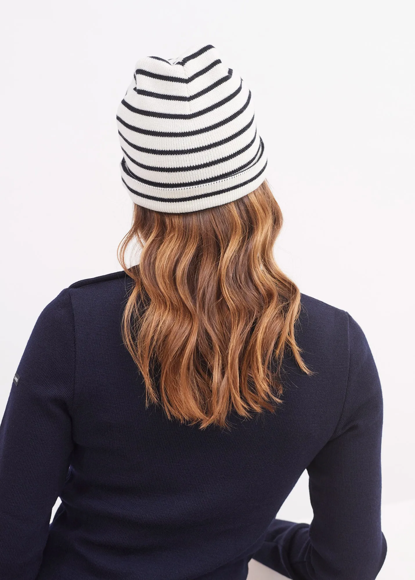 Cartier striped sailor hat - in soft wool (ECUME/NAVY)