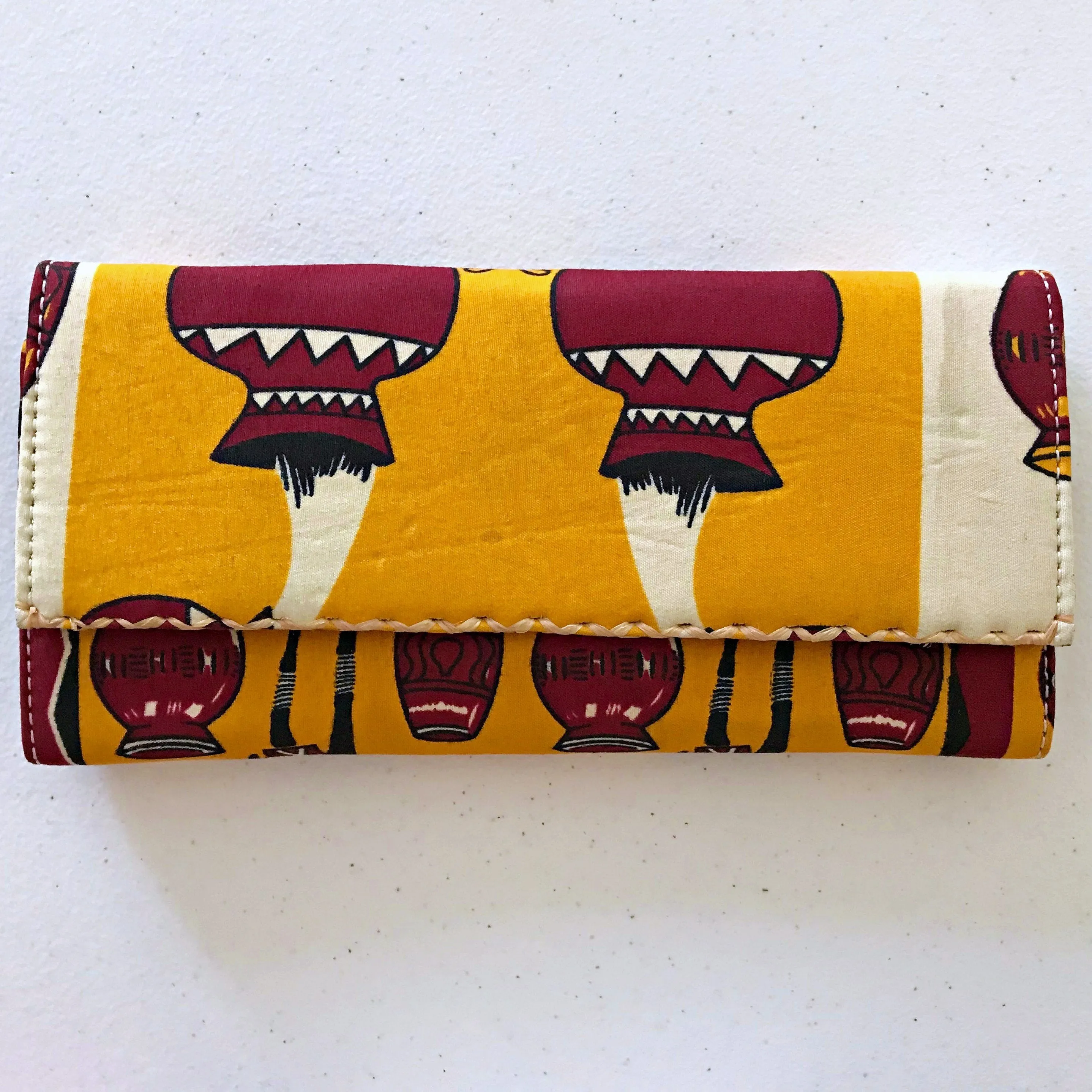 Chike African Print Purse Wallet - Orange