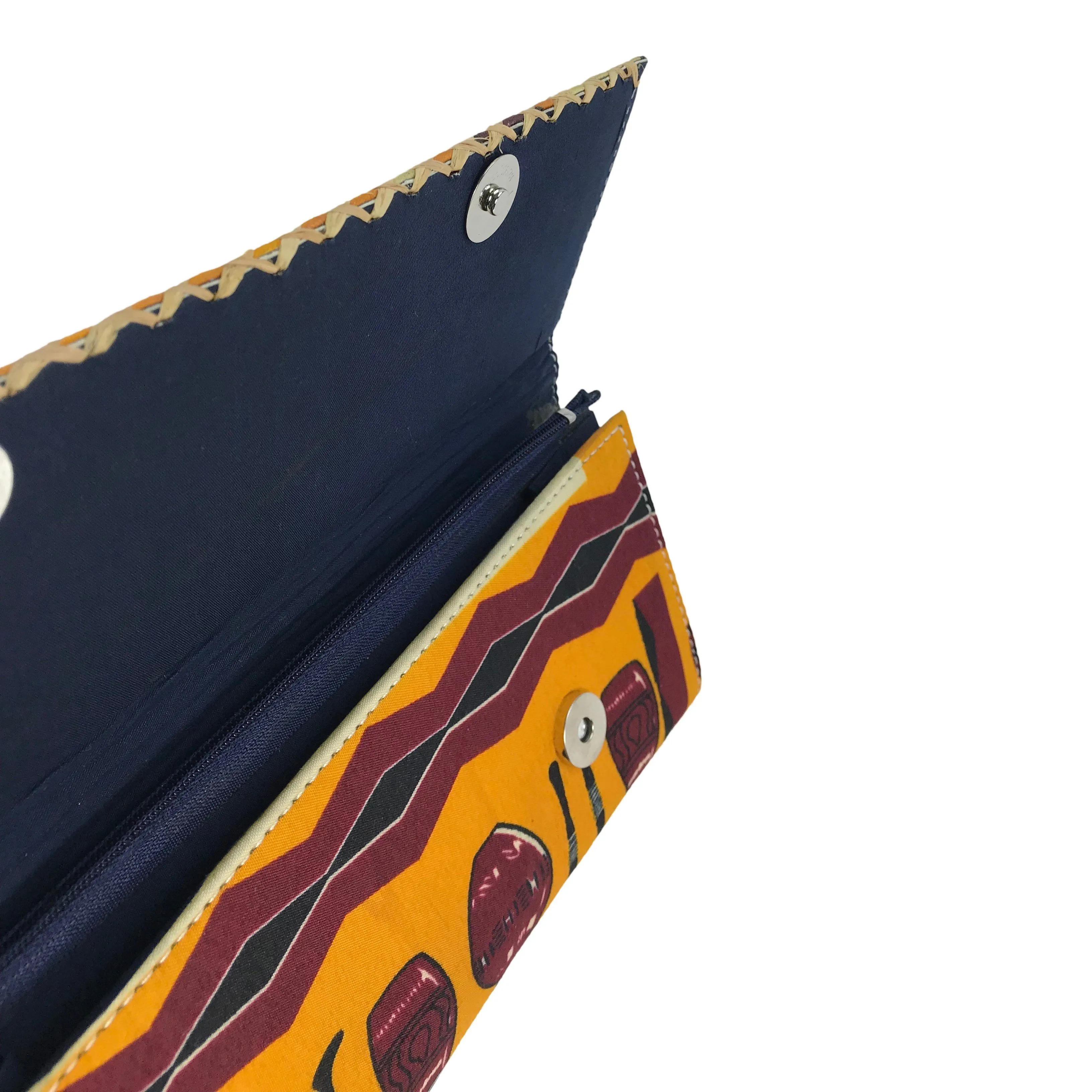 Chike African Print Purse Wallet - Orange