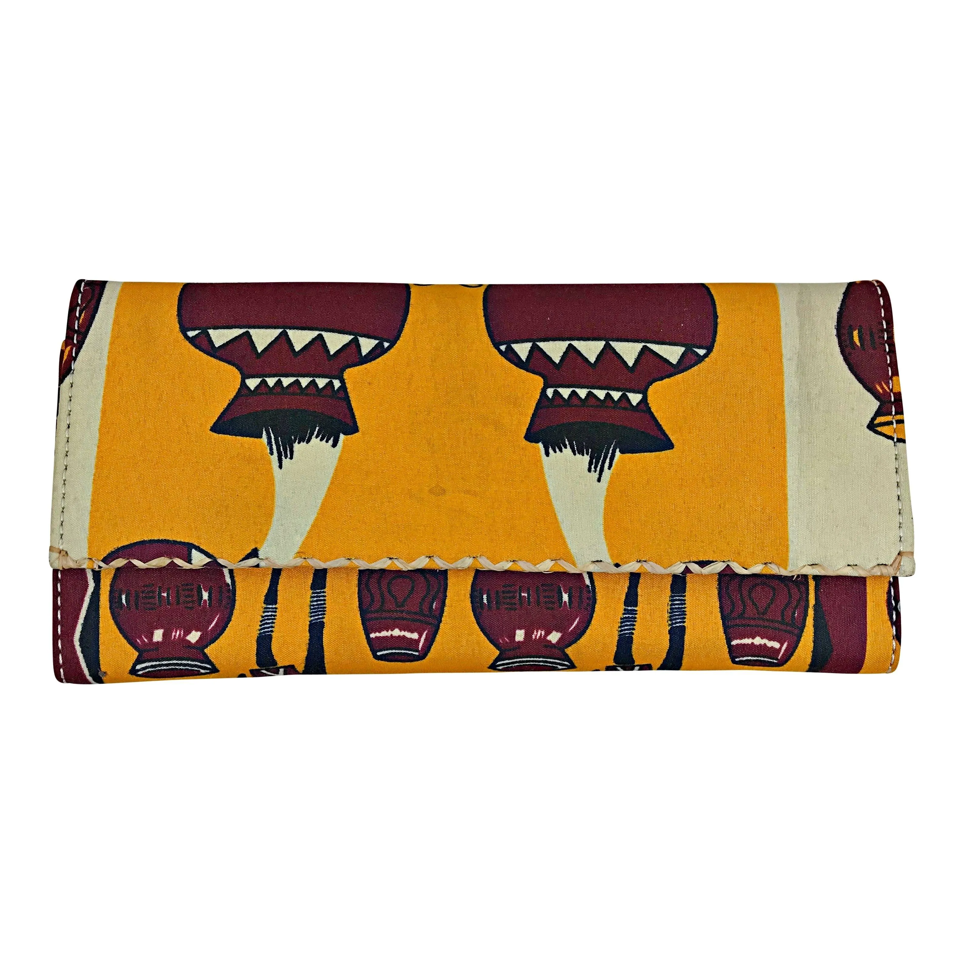 Chike African Print Purse Wallet - Orange