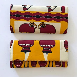 Chike African Print Purse Wallet - Orange