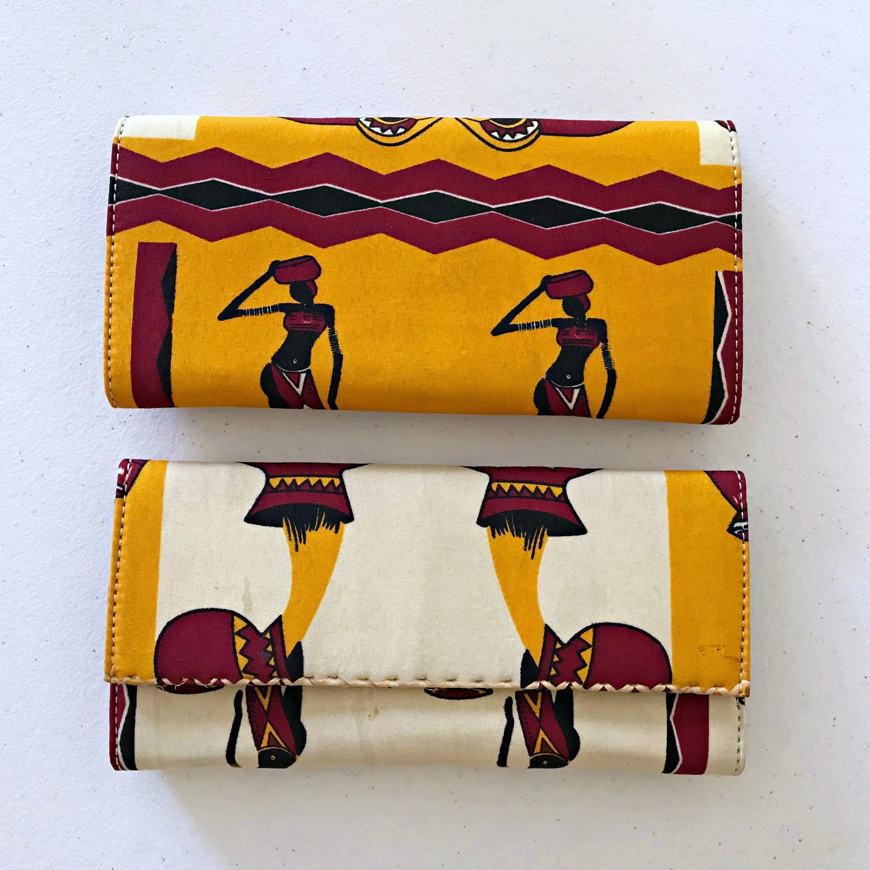 Chike African Print Purse Wallet - Orange