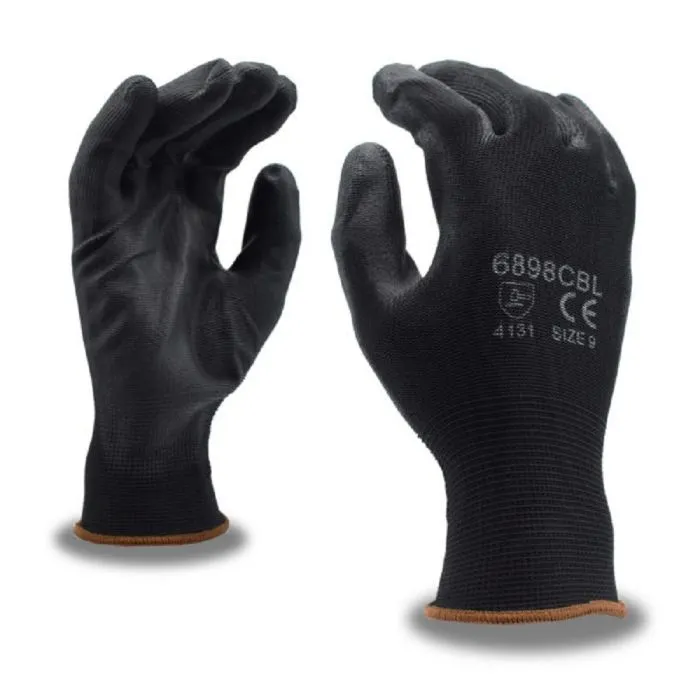 Cordova 6898CXS Polyurethane Coated Machine Knit Gloves, Black, X-Small, 1 Dozen