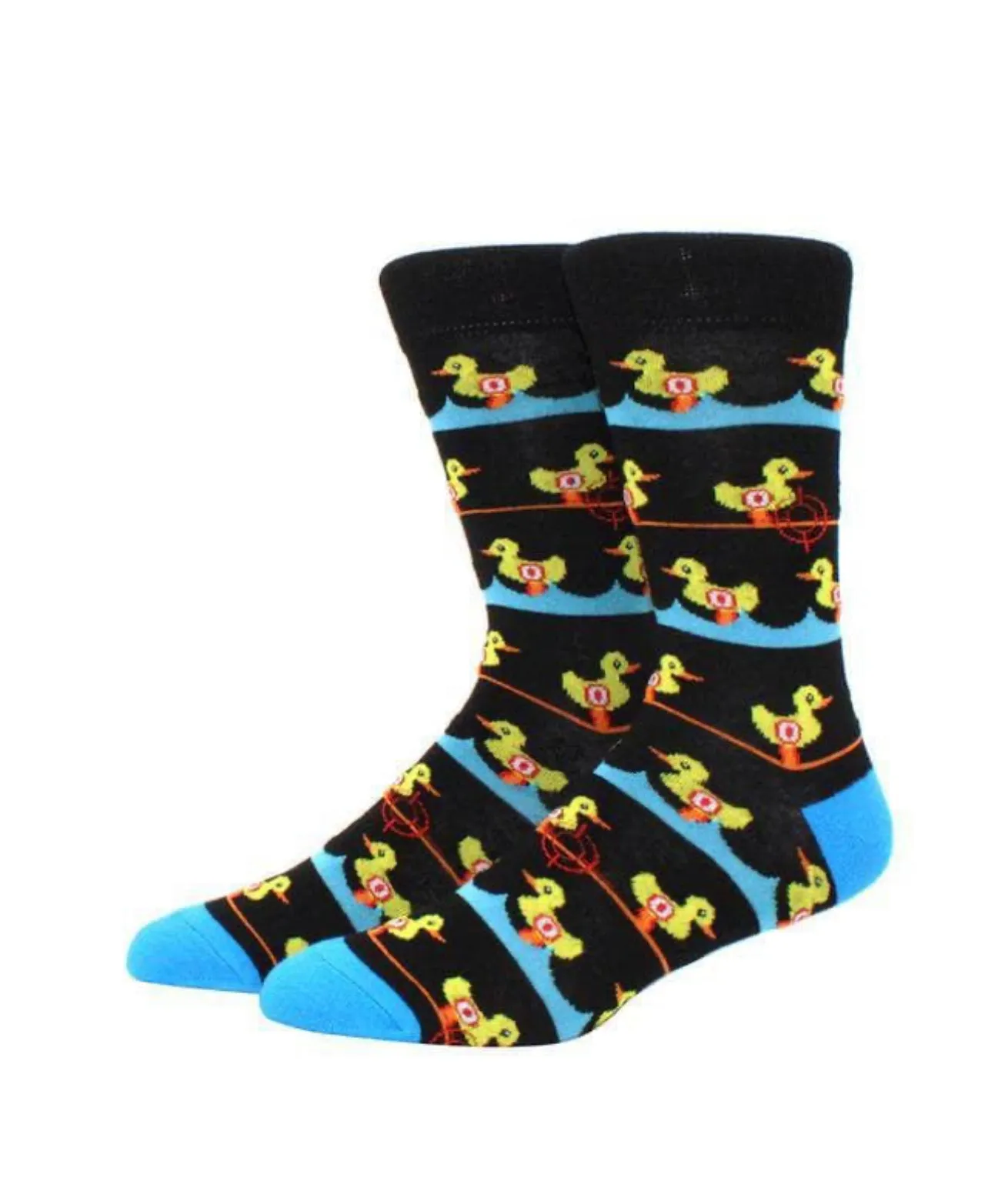 Duck Target Cartoon Socks, Fun Novelty Unisex 360 Degree Artwork Character Designed Crew Socks