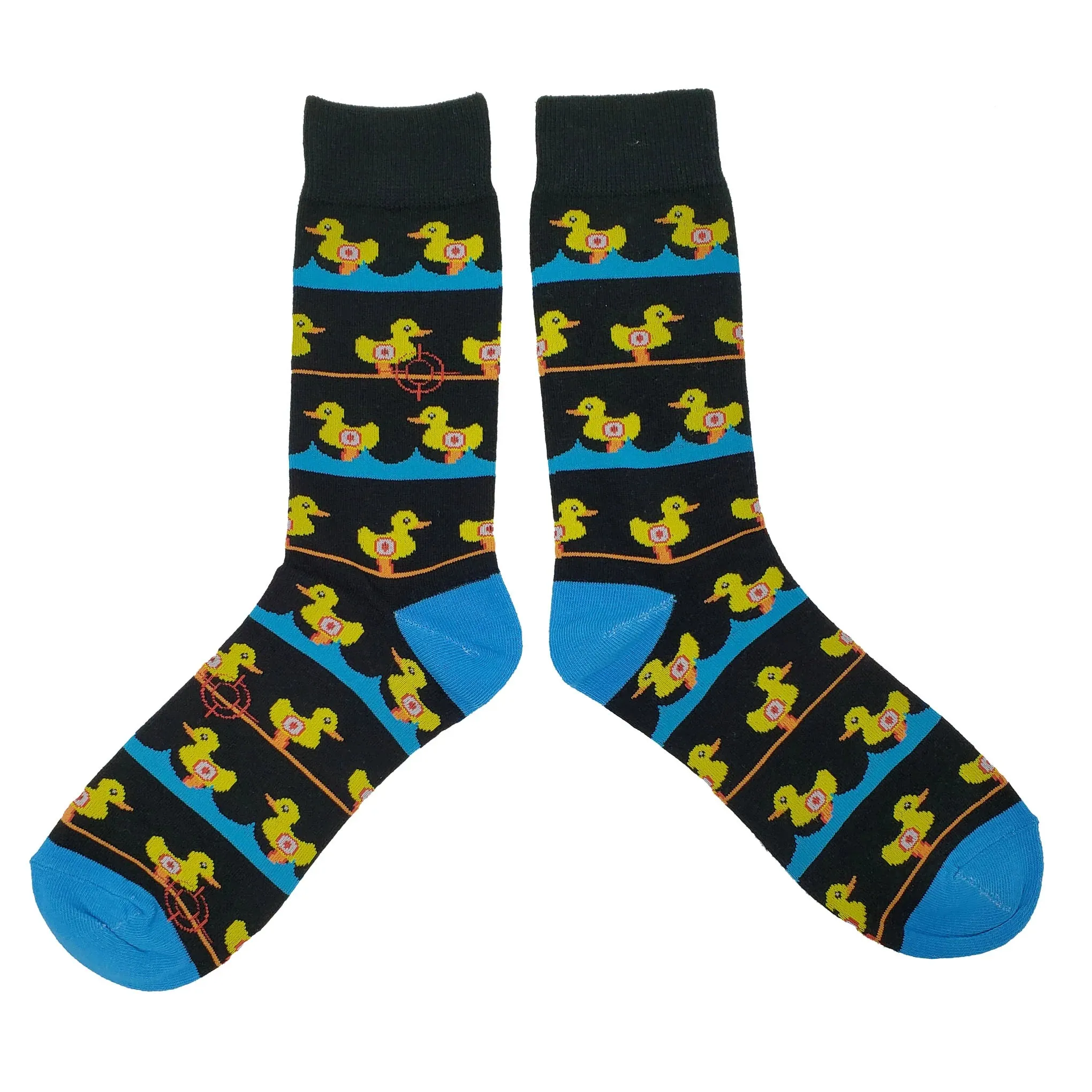 Duck Target Cartoon Socks, Fun Novelty Unisex 360 Degree Artwork Character Designed Crew Socks