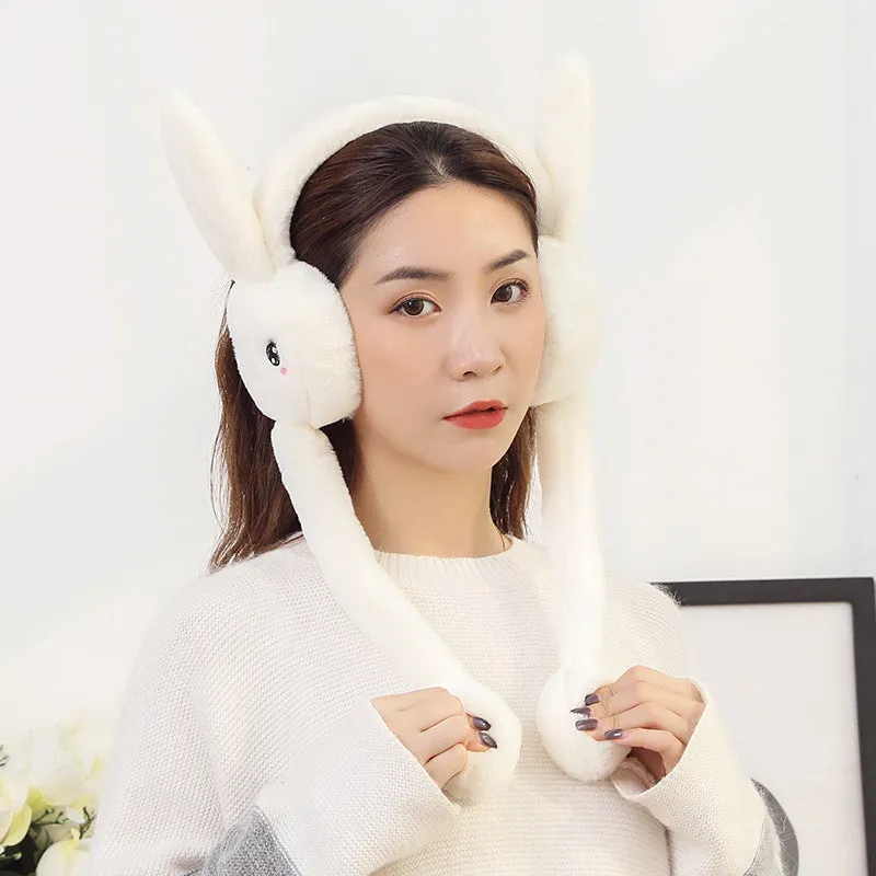 Earmuffs with cute jumping rabbit ear