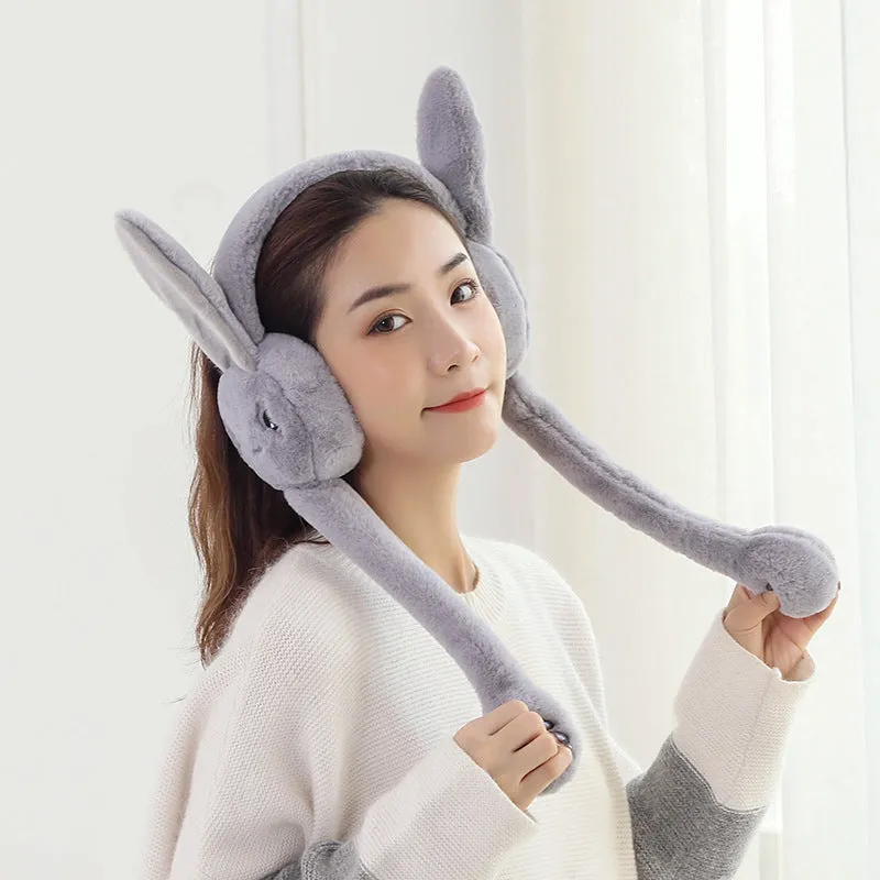 Earmuffs with cute jumping rabbit ear