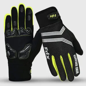 Fdx Dryrest Yellow Full Finger Gel Padded Winter Cycling Gloves