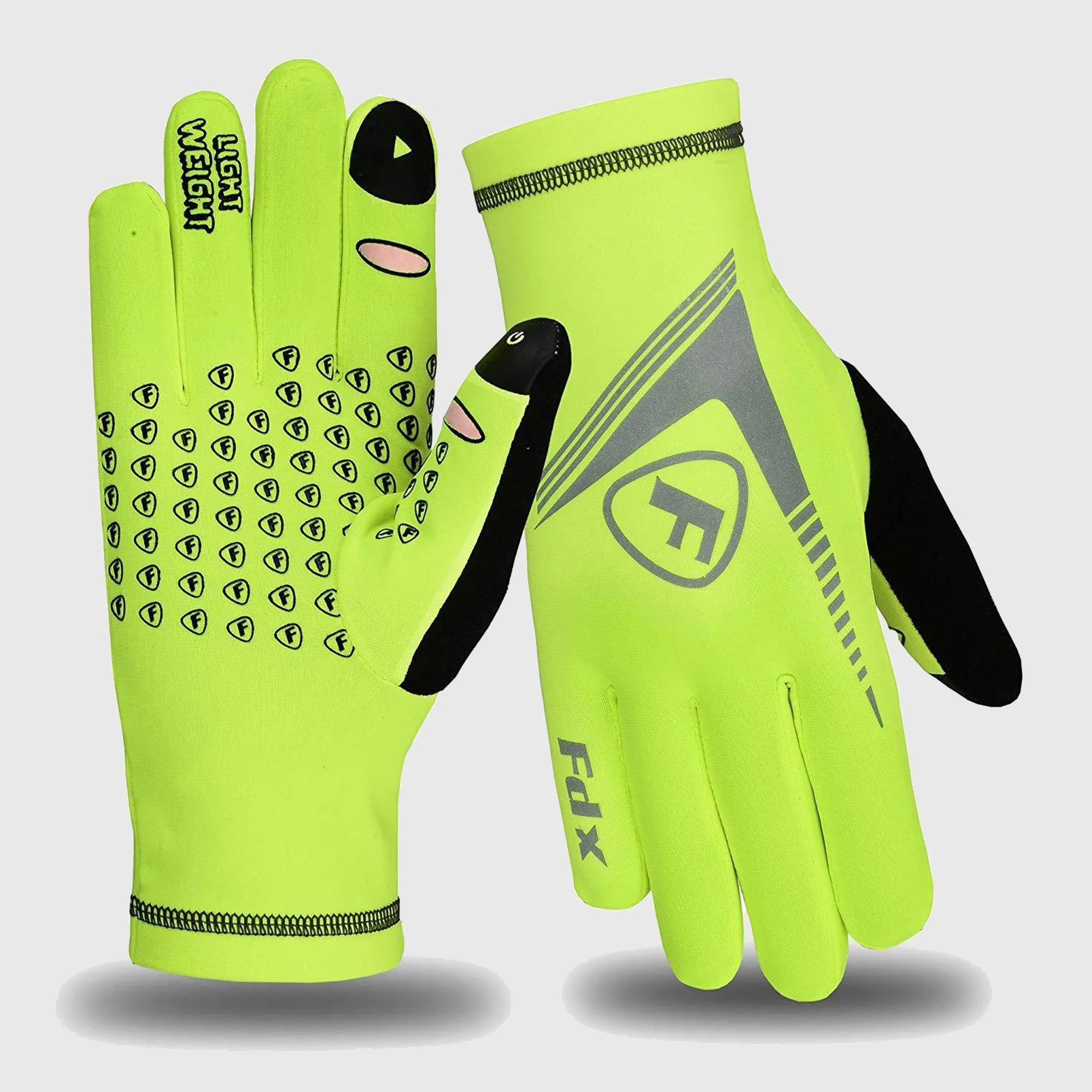 Fdx Frost Yellow Full Finger Winter Cycling Gloves