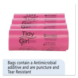 Feminine Hygiene Sanitary Disposal Bags, 4" X 10", Pink/black, 150 Bags/roll, 4 Rolls/carton