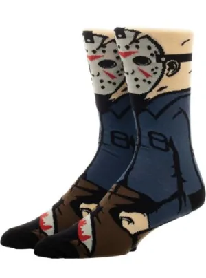 Friday the 13th Jason Vorhees Horror Socks, Fun Novelty Unisex 360 Degree Artwork Character Designed Crew Socks