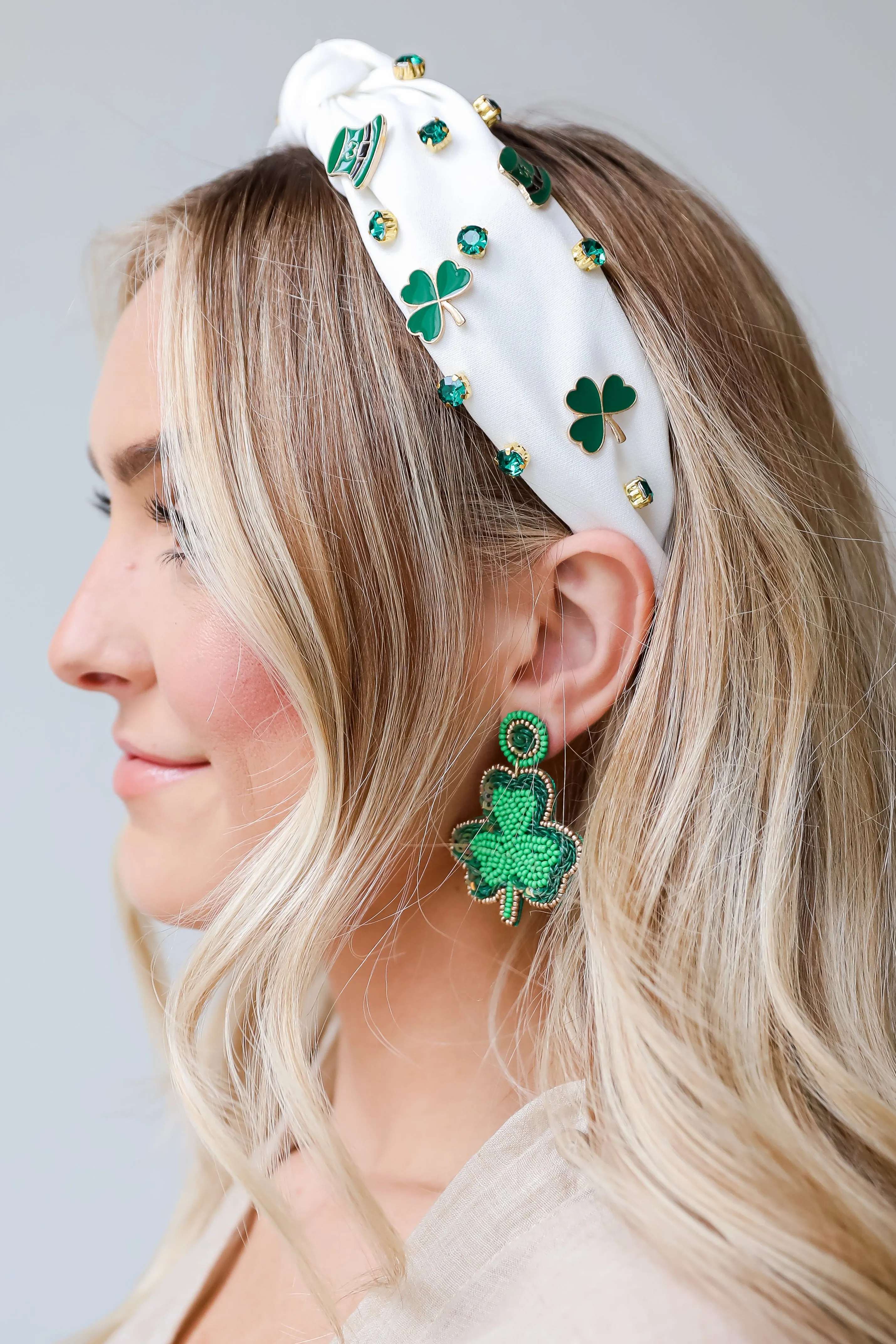 Good Luck Charm White Knotted Headband