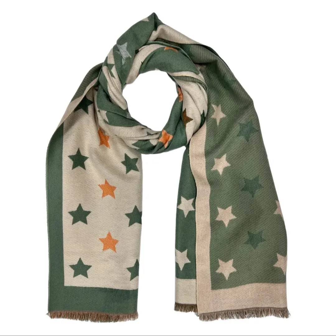 Green Reversible Star Scarf