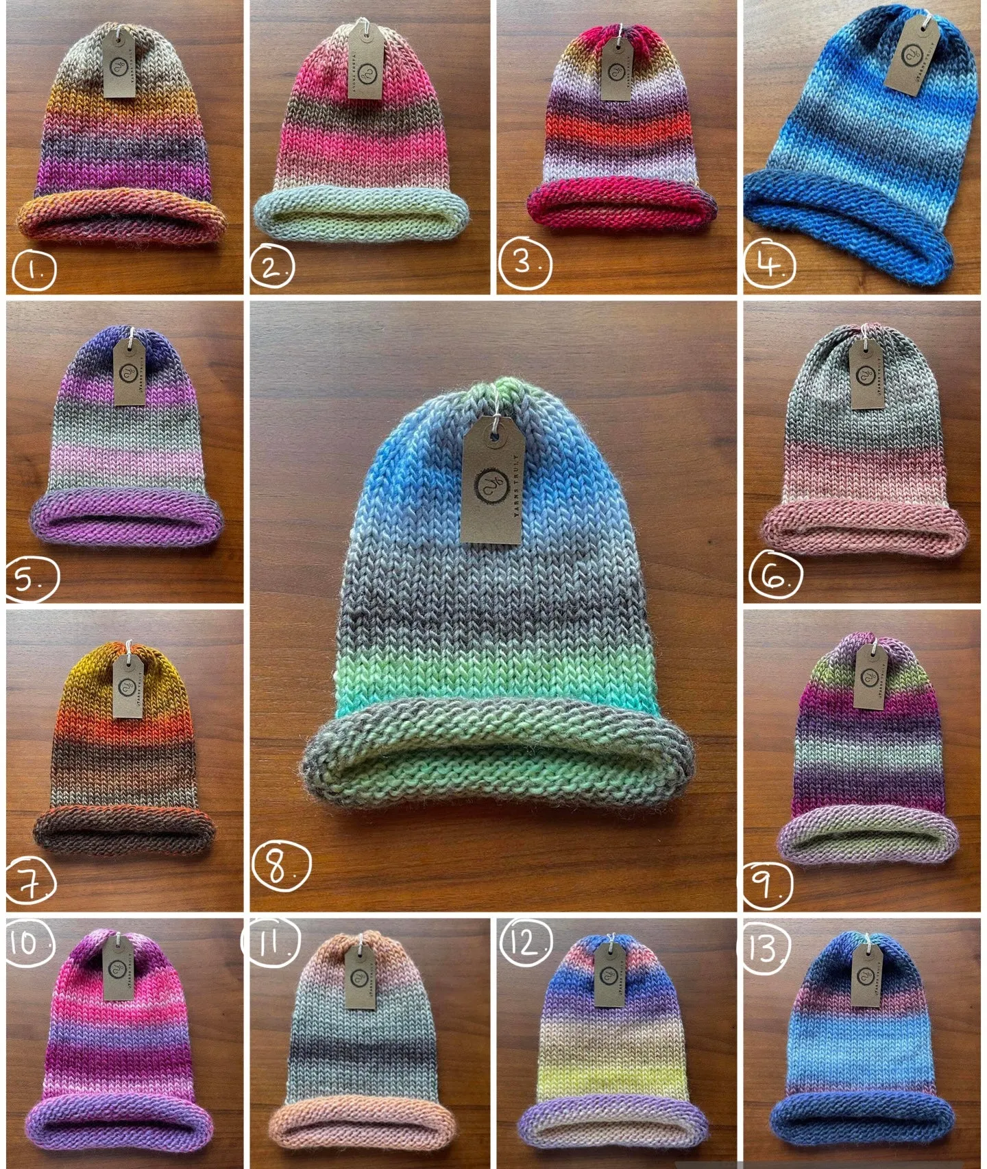 Handmade knitted ombré beanies - choose your colour