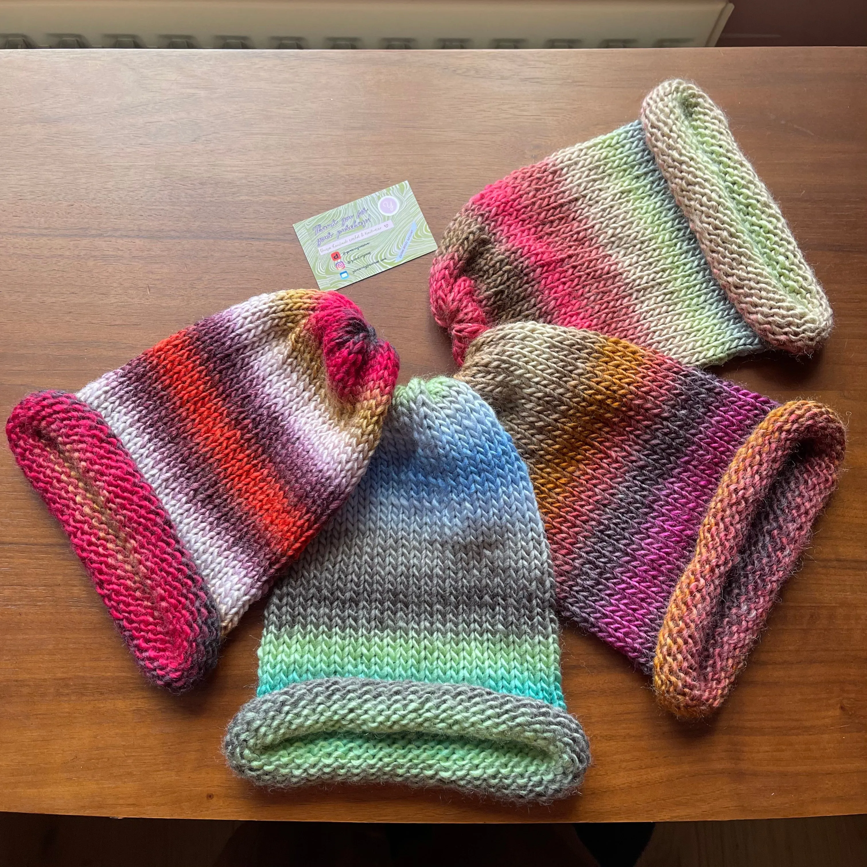 Handmade knitted ombré beanies - choose your colour