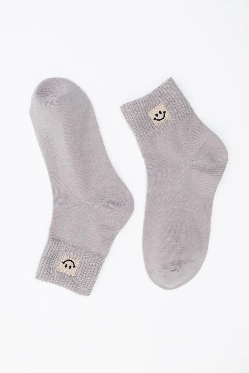 Happy Feet Embroidered Smiley Socks 😊