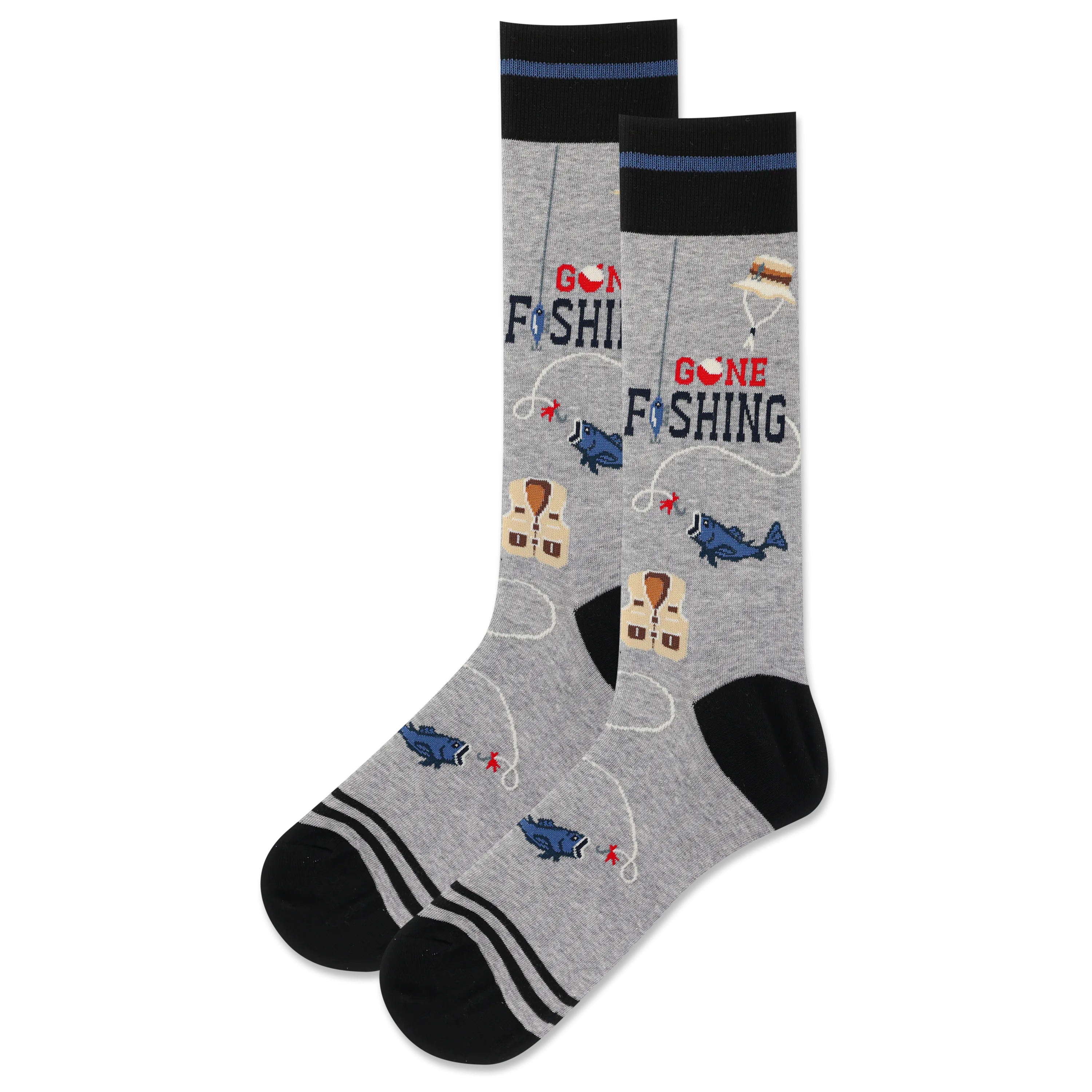 HOTSOX Men's Gone Fishing Crew Sock