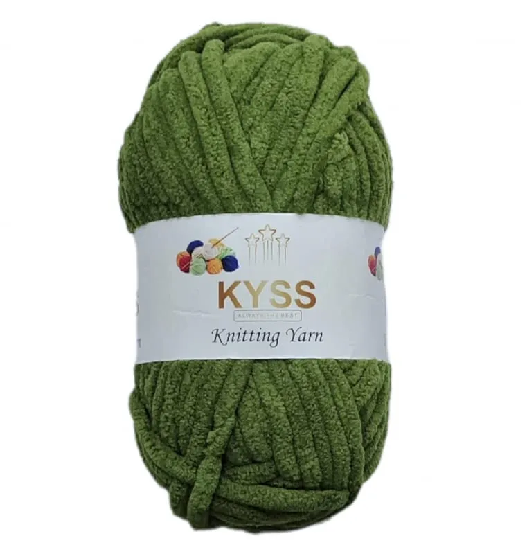 Kyss Blankie Chenille Yarn Supersoft Knitting Wool Ball, (1 Ball/100 Gram Each) (200 Grams). Suitable For Craft, Babywear, Baby Blankets,Thick Mota Thread Shade No -Blk016 - Multicolor