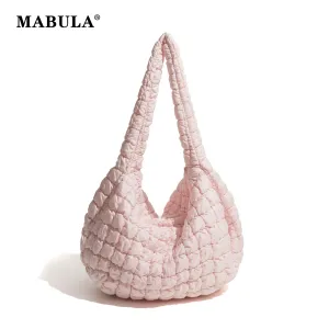 MABULA Girl's Big Crossbody Quilted Puffer Bag 2023 korean Solid Cotton Padded Sling Hobo Purse Simple Brand Shoulder Handbag