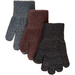 MAGIC Knitted Gloves Glitter 3 Pack - Dark Mink-Black-Antrazite