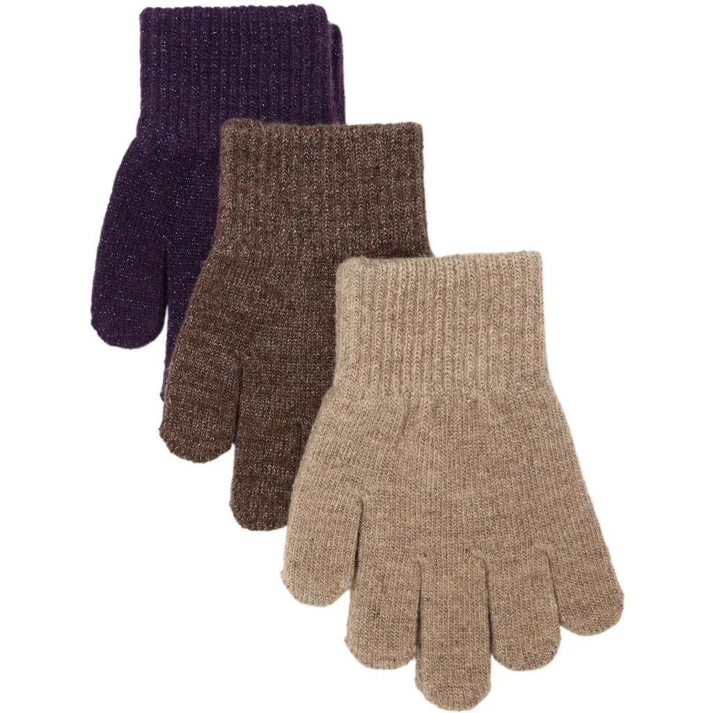 MAGIC Knitted Gloves Glitter 3 Pack - Nightshade-Chocolate Chip-Doeskin