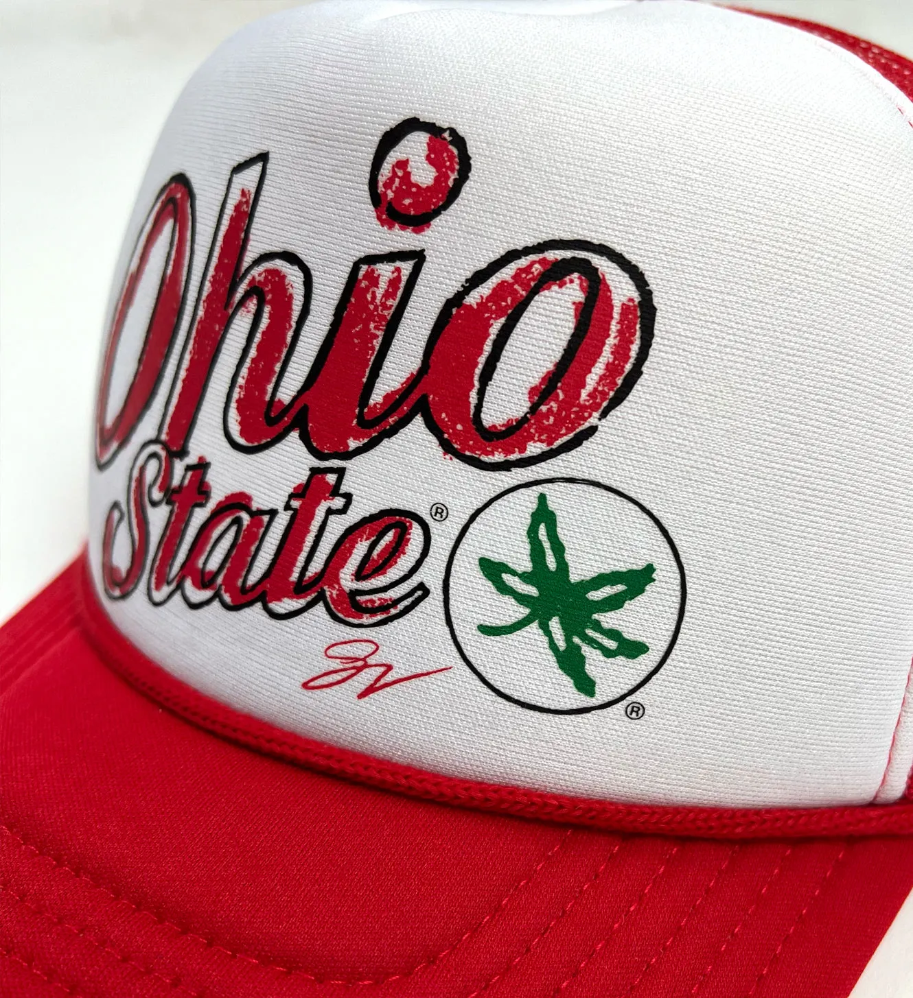 Ohio State Script Red Trucker Hat