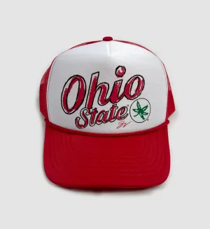 Ohio State Script Red Trucker Hat