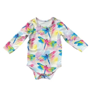 Pastel Dragonflies Long Sleeve Onesie