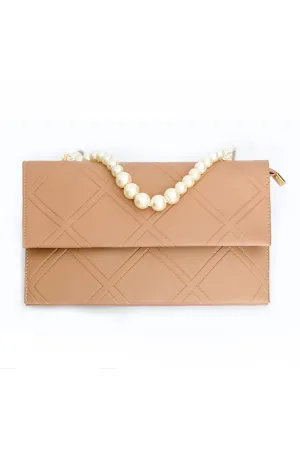 Pearl Handle Clutch - Peach