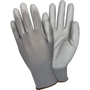 Safety Zone Poly Coated Knit Gloves - Polyurethane Coating - Medium Size - Gray - Knitted, Flexible, Comfortable, Breathable - For Industrial - 1 Dozen