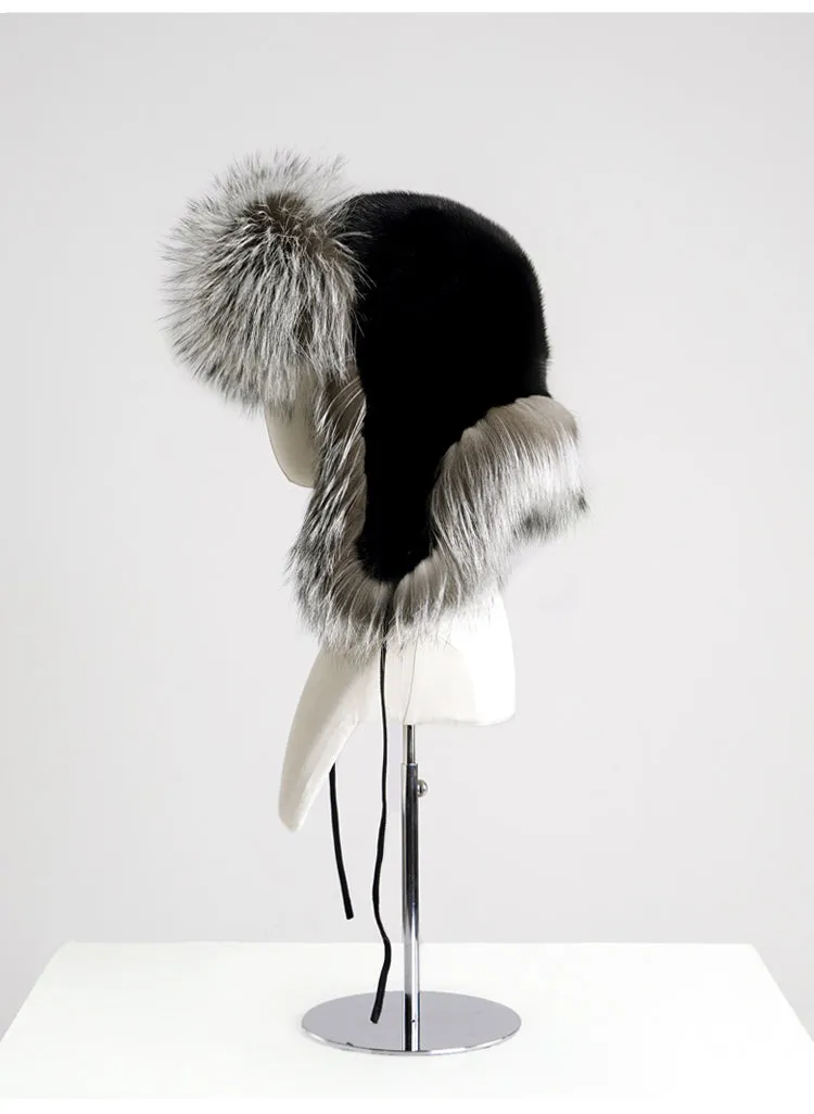 Silver Fox Hat Mink fur hat