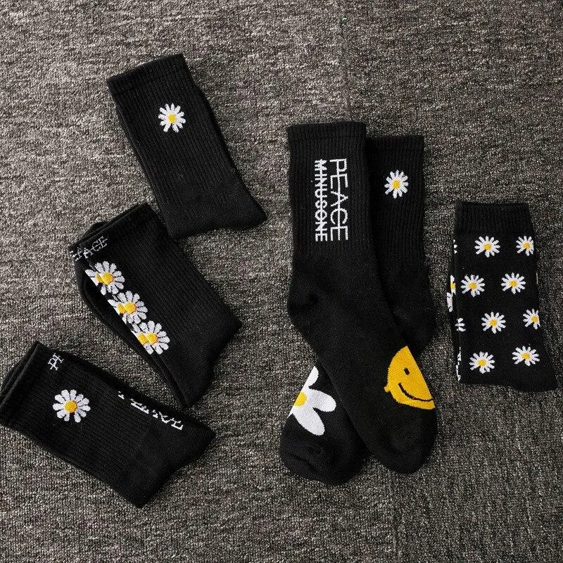 Unisex Cotton Floral Breathable Crew Socks