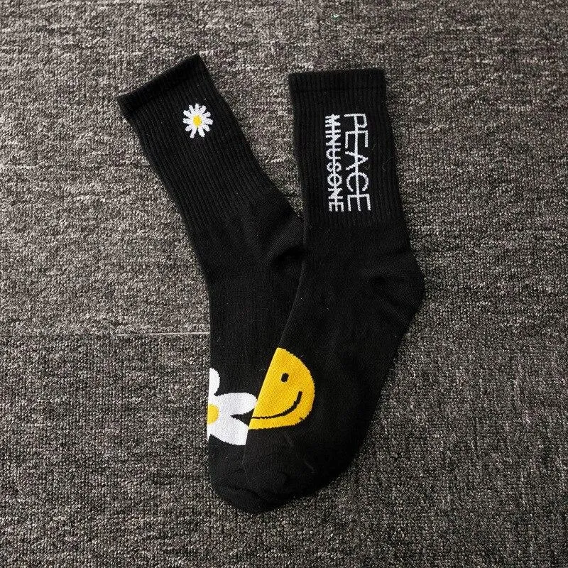 Unisex Cotton Floral Breathable Crew Socks