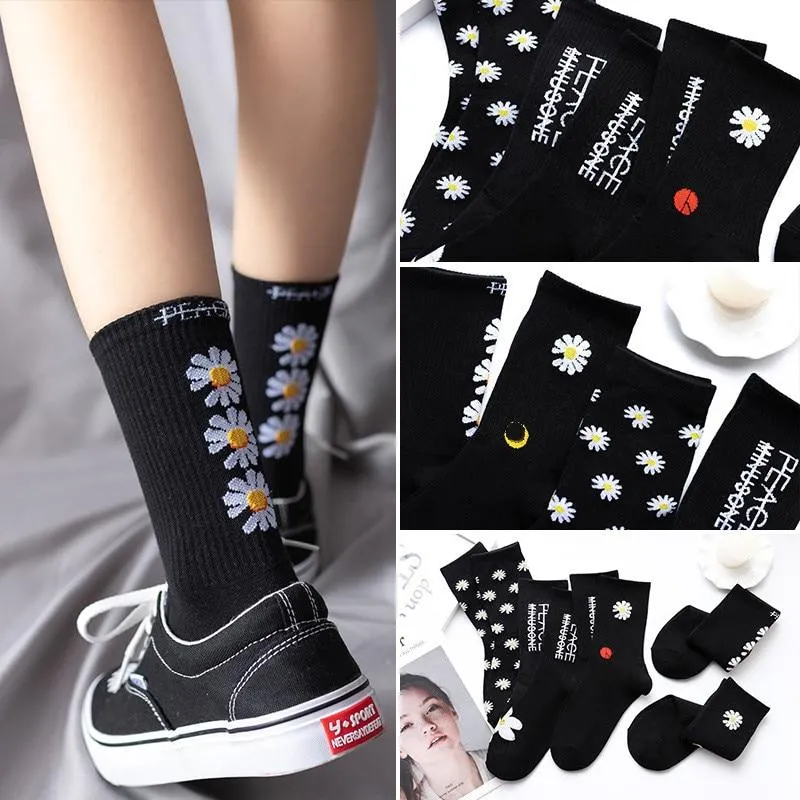 Unisex Cotton Floral Breathable Crew Socks