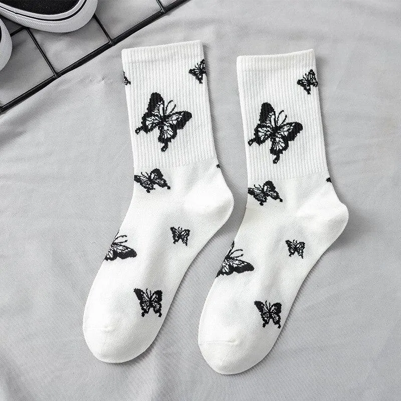 Unisex Cotton Floral Breathable Crew Socks