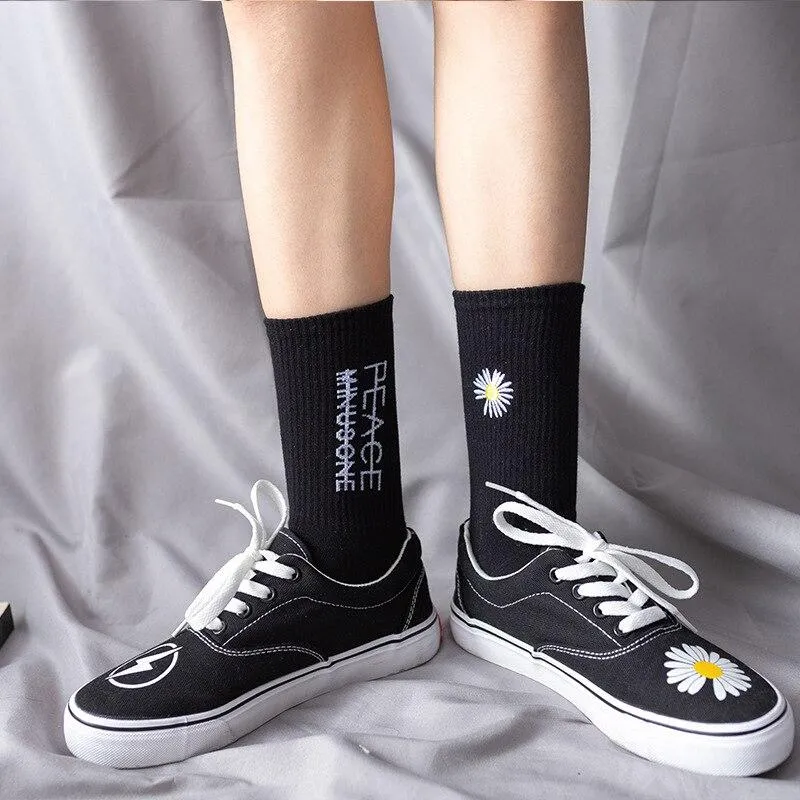 Unisex Cotton Floral Breathable Crew Socks