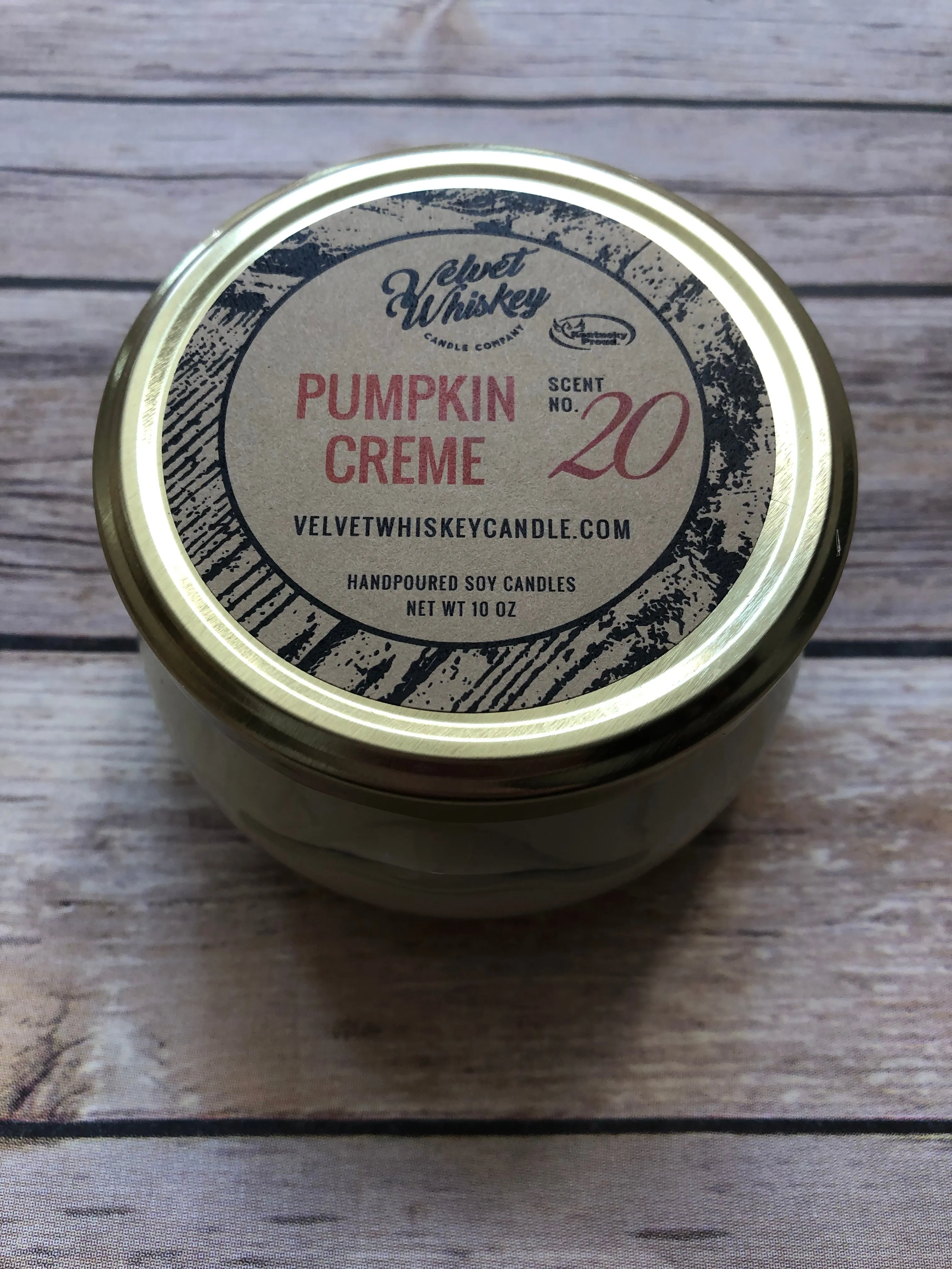 Velvet Whiskey Candle Company Pumpkin Creme 10oz Handpoured Soy Candle