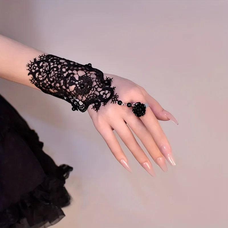 Vintage Lace Fingerless Glove for Wedding Dress Baroque Bridal