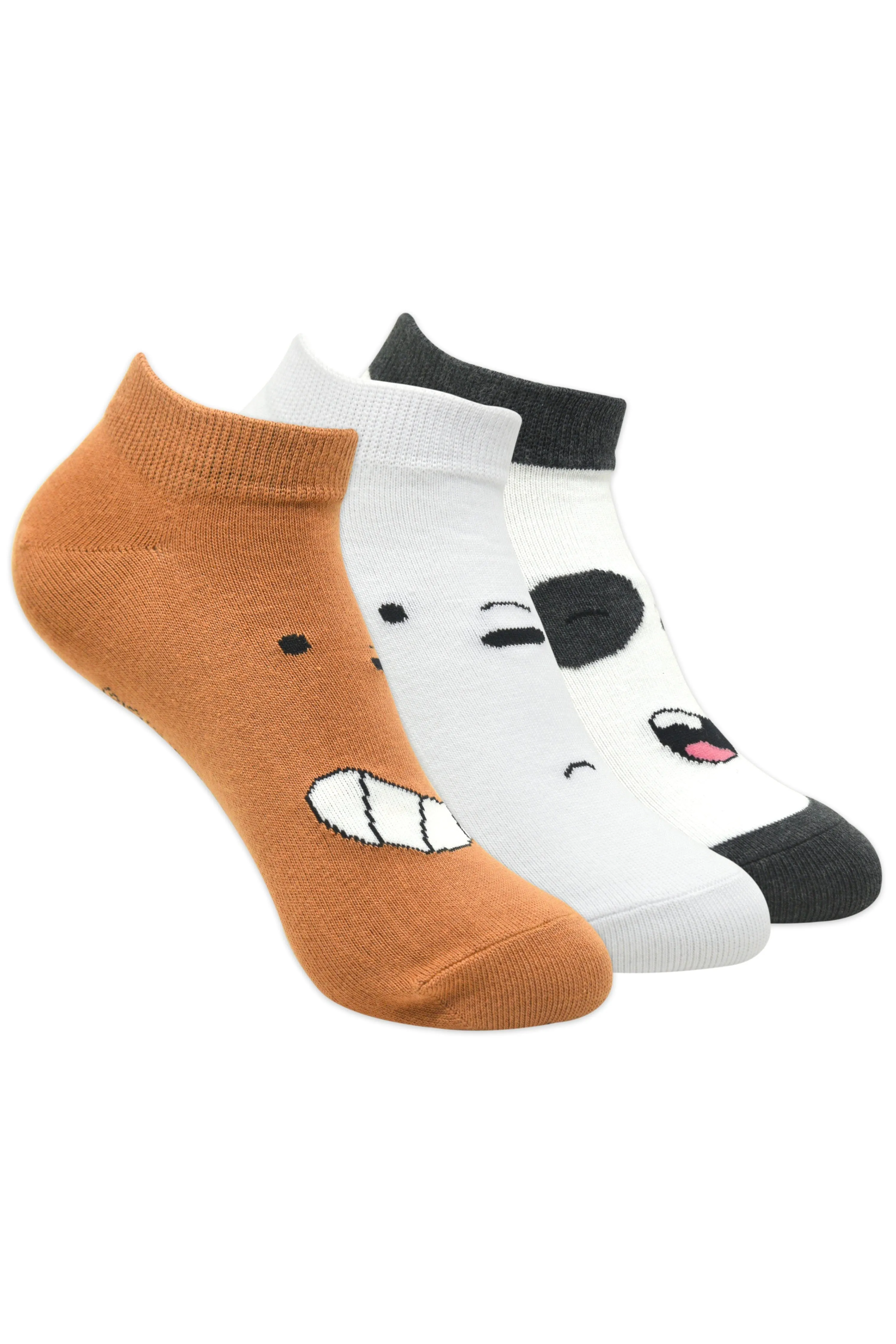 We Bare Bears By Balenzia Low Cut Socks for Kids (Pack of 3 Pairs/1U)(4-6 YEARS)