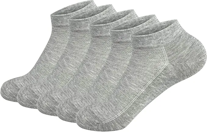 Women Mesh Ankle Socks Bamboo Summer Cool Socks Soft Ultra Thin Low Cut Sock 5 Pairs, 4-8/9-11