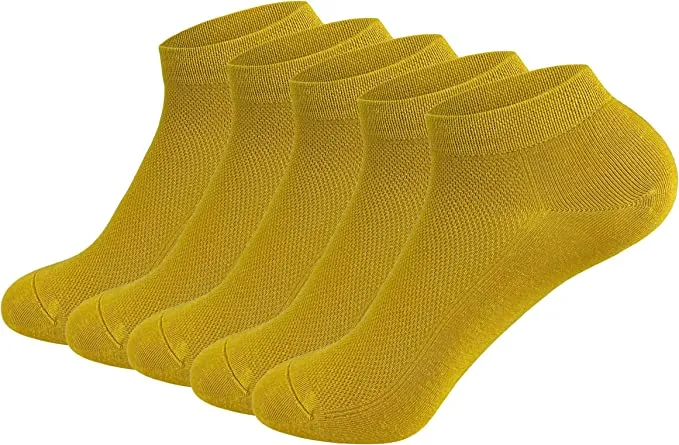 Women Mesh Ankle Socks Bamboo Summer Cool Socks Soft Ultra Thin Low Cut Sock 5 Pairs, 4-8/9-11