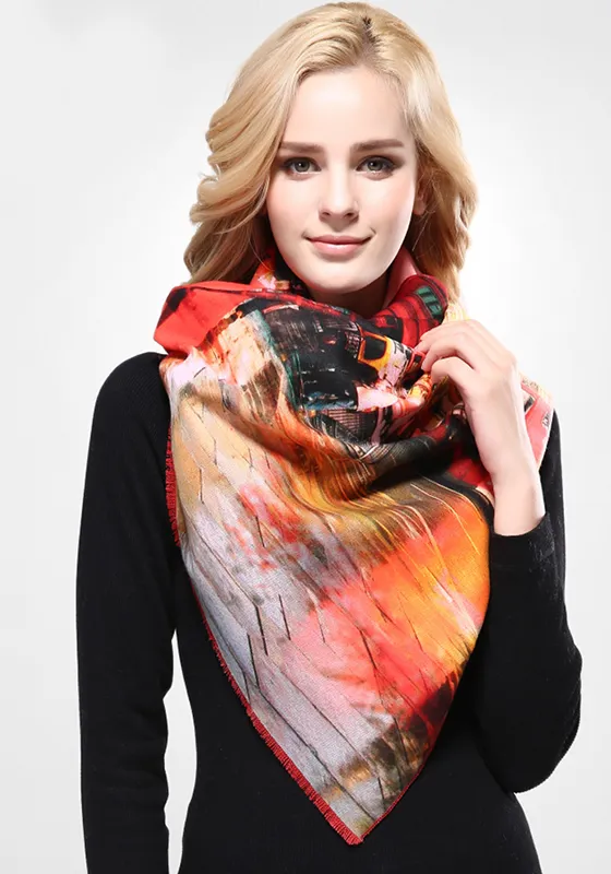 Wool Print Warm Scarf